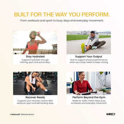 WIRED Citrus Lime – active lifestyle shot of person drinking performance fuel during workout | Balance8 Wellness