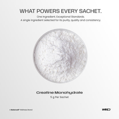 WIRED Pure Creatine Monohydrate – one ingredient, exceptional standards: 5g creatine monohydrate per sachet | Balance8 Wellness