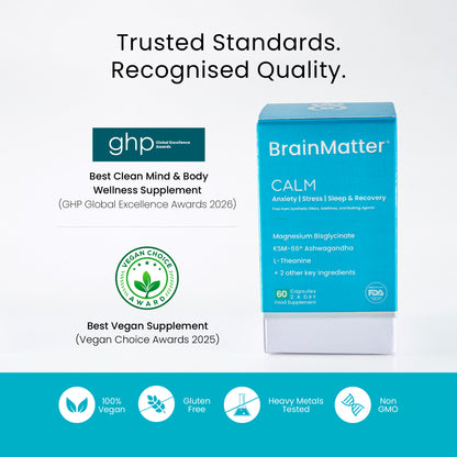 BrainMatter Calm - award winning supplement for trusted standards and recognised quality | Balance8 Wellness