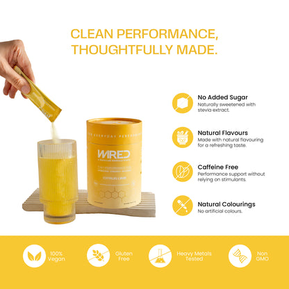 WIRED Citrus Lime – clean performance: no added sugar, no artificial sweeteners, flavours or colours | Balance8 Wellness
