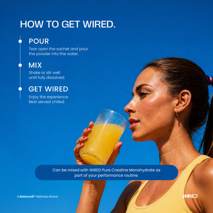 WIRED Discovery Pack – how to get WIRED: pour sachet into water, mix and drink chilled | Balance8 Wellness