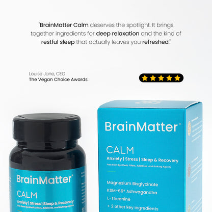 BrainMatter Calm – 5-star review by Vegan Choice Awards CEO: deep relaxation and restful sleep | Balance8 Wellness