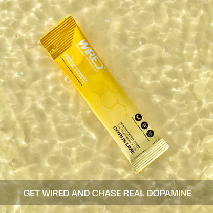 WIRED Citrus Lime sachet floating in water – get WIRED and chase real dopamine | Balance8 Wellness