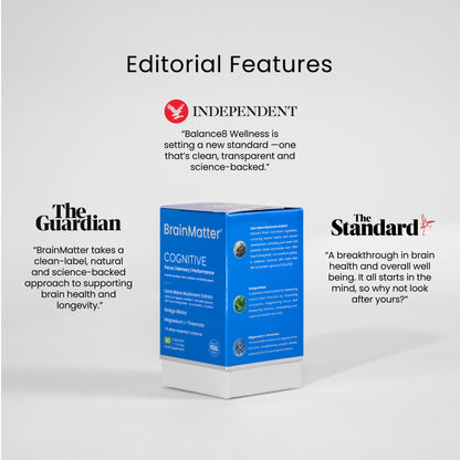 Editorial coverage of BrainMatter Cognitive by Balance8 Wellness in The Guardian, The Independent, and The London Standard.